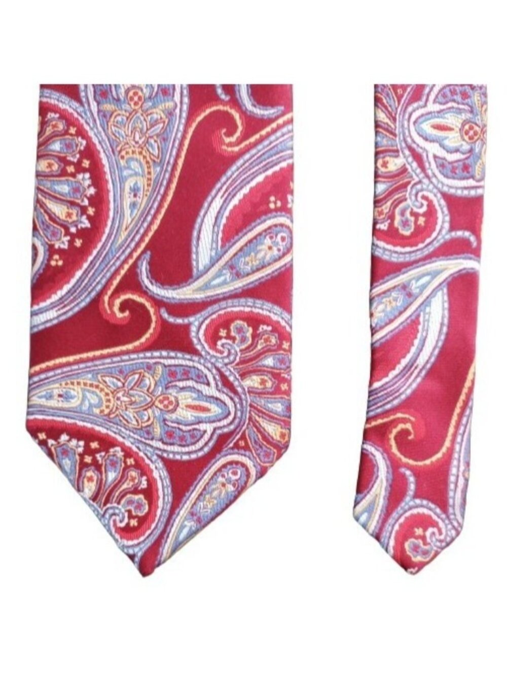 Forsyth FOC Mens Necktie Tie Paisley Red Blue Gold Hand Sewn Silk 59" China Made